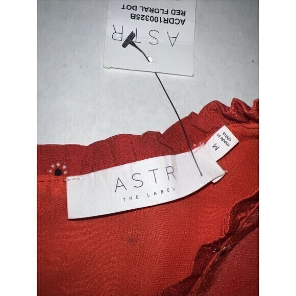 ASTR Womens Red Flora Dot Mini‎ Dress Long Sleeve Size Medium - Picture 5 of 8